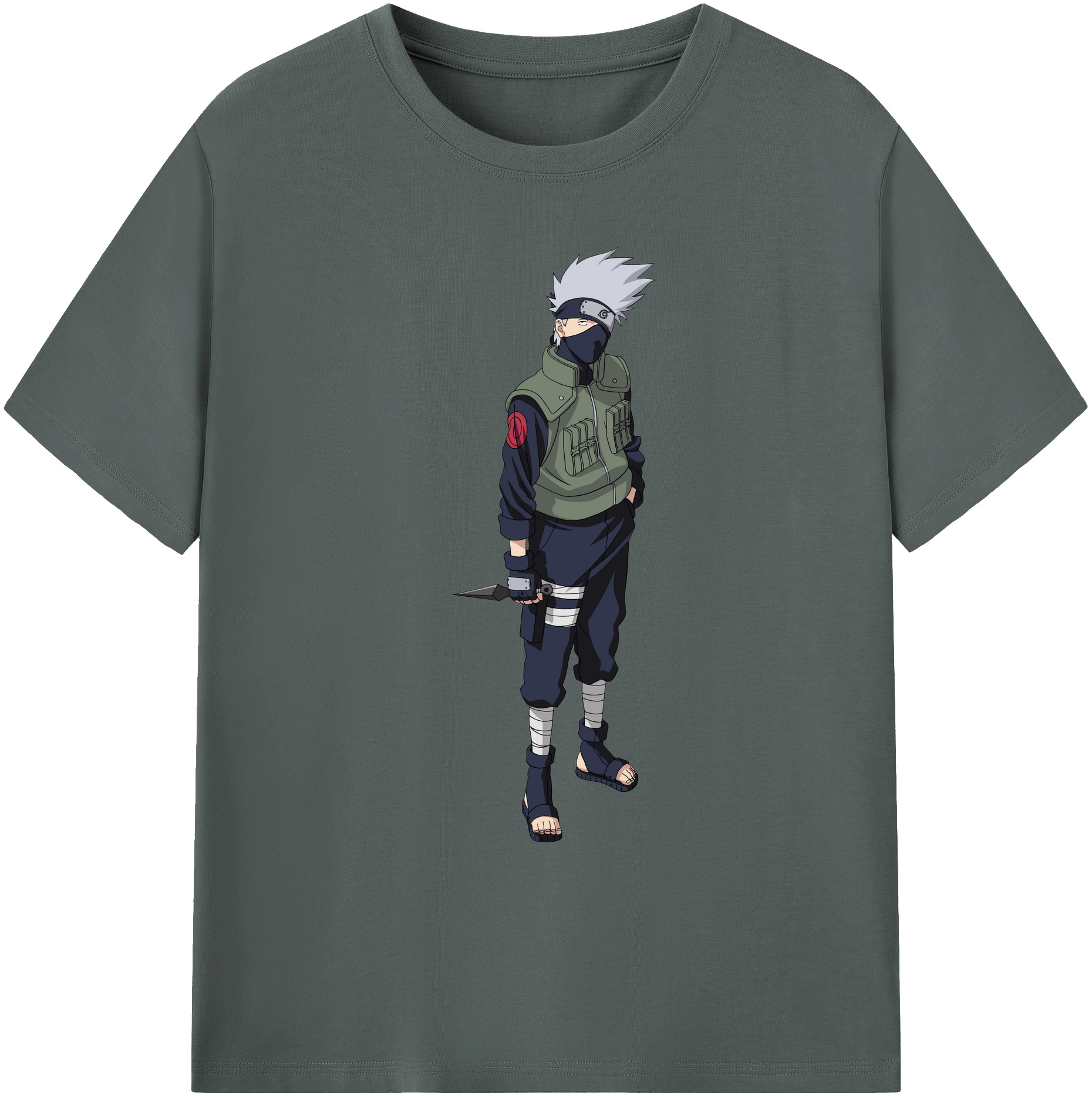 （画像用） NARUTO -ナルト- はたけ カカシ Hatake Kakashi 綿100％ メンズ半袖Tシャツ｜肌触りやわらか＆通気性